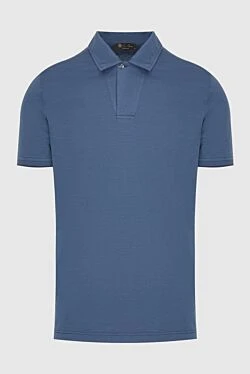 Cotton and silk polo blue for men