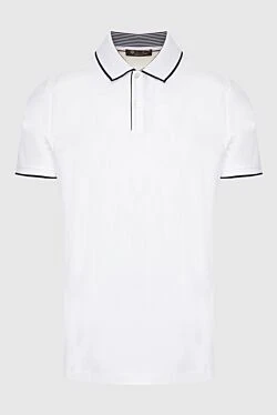 White cotton and elastane polo for men