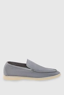 Gray suede loafers for men