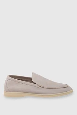 Beige suede loafers for men