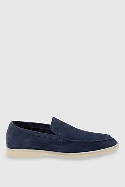 Blue suede loafers for men