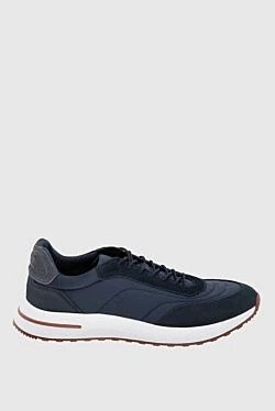 Polyester and nubuck sneakers blue for men