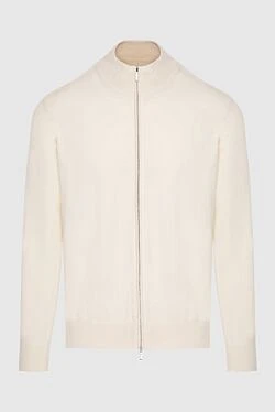 White cashmere cardigan for men