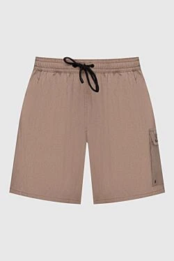 Beige polyamide and elastane shorts for men