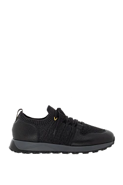  Black men's cotton and leather sneakers