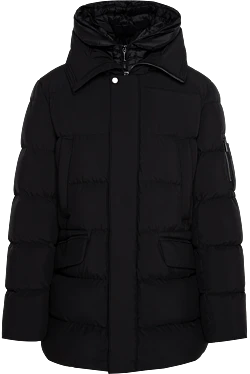 Black polyamide down jacket for men