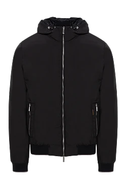 Black polyester down jacket for men