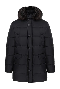 Black polyamide down jacket for men