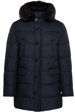 Blue polyamide down jacket for men