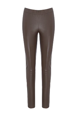 Brown leather leggings for women