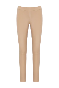 Beige leather leggings for women