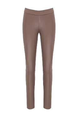 Brown leather leggings for women