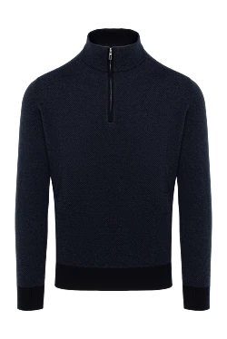 Men's cashmere troyer blue