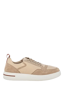 Beige nubuck and polyurethane sneakers for men