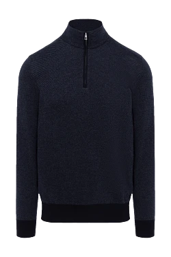 Men's cashmere troyer blue