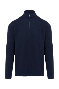 Men's cashmere troyer blue