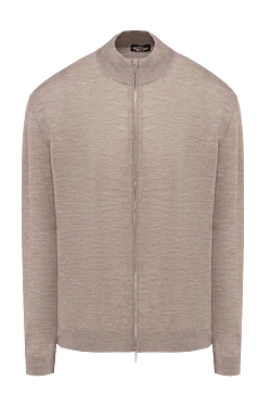 Cashmere and silk cardigan for men, beige