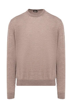 Long sleeve wool jumper for men, beige