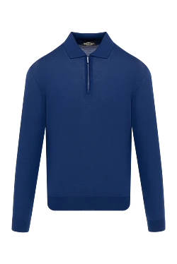 Men's blue long sleeve wool polo