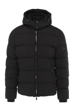 Black polyester down jacket for men