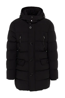 Black polyamide and polyurethane down jacket for men