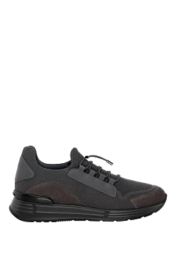 Кроссовки из кожи и полиэстера серые мужские