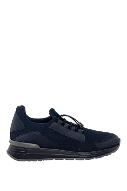 Кроссовки из кожи и полиэстера синие мужские