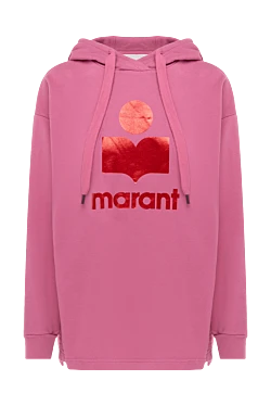 Pink cotton and polyester hoodie for women