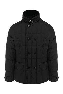 Black polyester down jacket for men