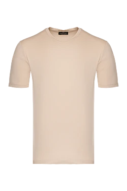 Men's beige cotton and elastane T-shirt