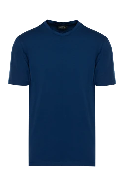 Blue cotton and elastane T-shirt for men