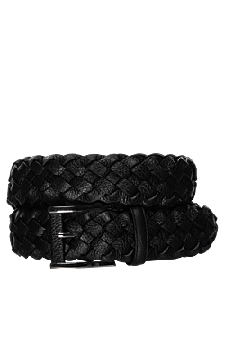 Men's black leather belt