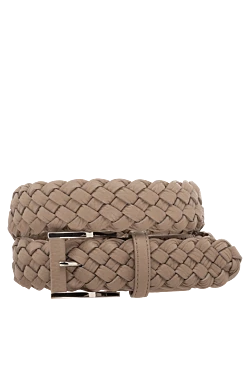 Men's leather belt, beige