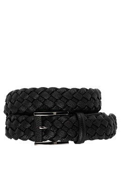 Men's black leather belt