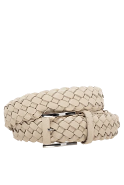 Men's leather belt, beige