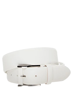 Men's white leather belt