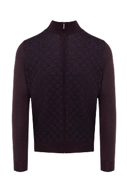 Cashmere and silk cardigan for men, burgundy