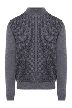 Men's cashmere and silk cardigan gray