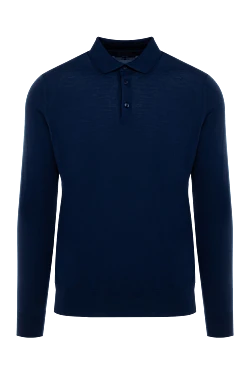 Men's blue long sleeve wool polo