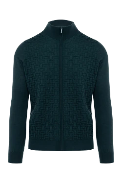 Cashmere and silk cardigan for men, green