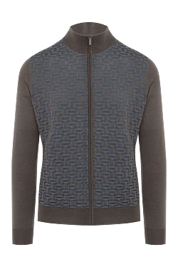 Men's cashmere and silk cardigan brown