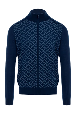 Cardigan made of cashmere and silk, blue for men