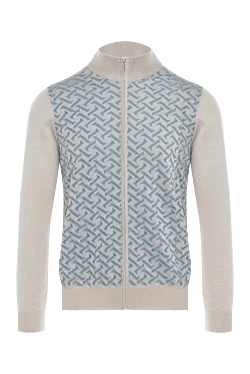 Cashmere and silk cardigan white for men