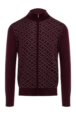 Cardigan made of cashmere and silk, burgundy for men