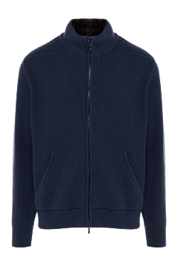 Blue cashmere cardigan for men