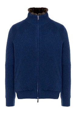 Men's blue cashmere cardigan