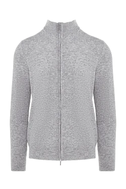 Gray wool and cashmere cardigan for men