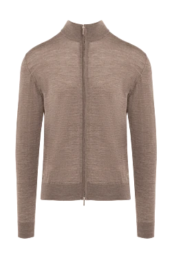 Beige wool cardigan for men