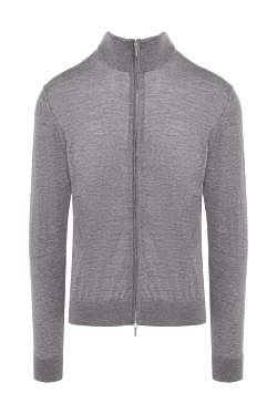 Gray wool cardigan for men