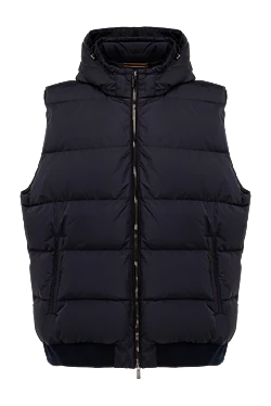 Men's blue polyamide down vest